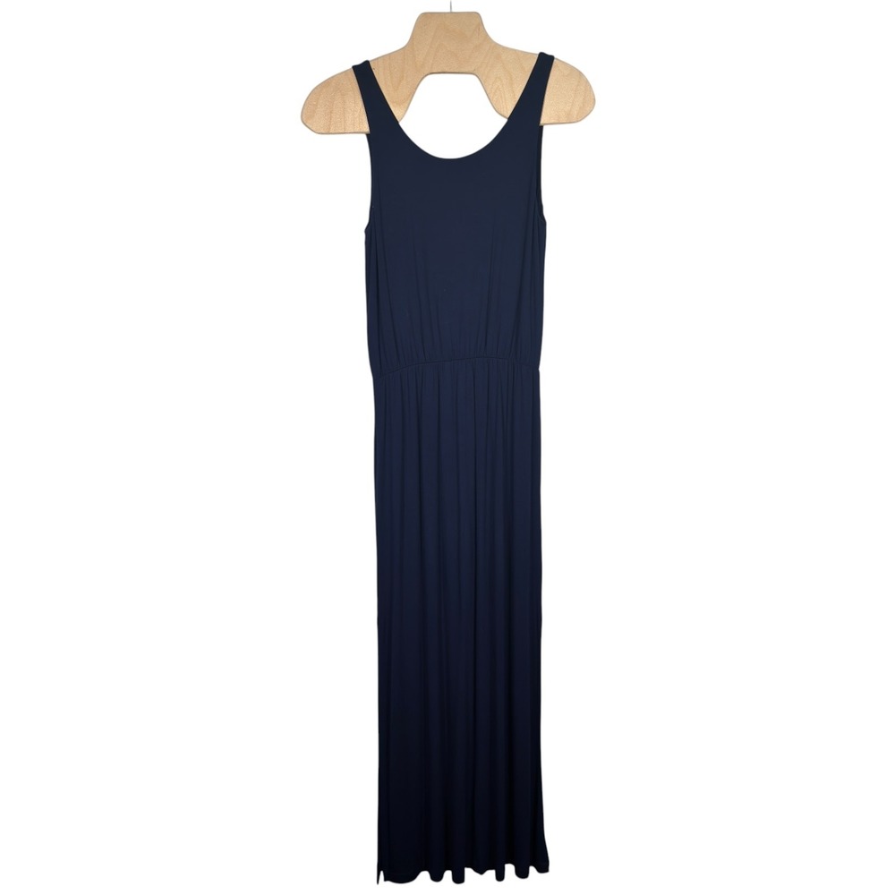 Felicity & Coco Navy Maxi Dress XS Sleeveless Elastic Waist Resort Cover Up - Picture 3 of 6